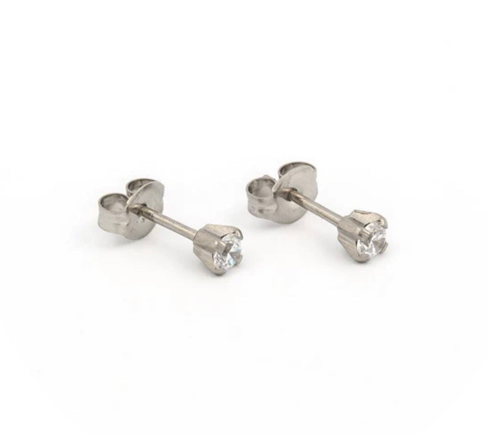 3mm CZ Stud S/S (Sensitive Ear)
