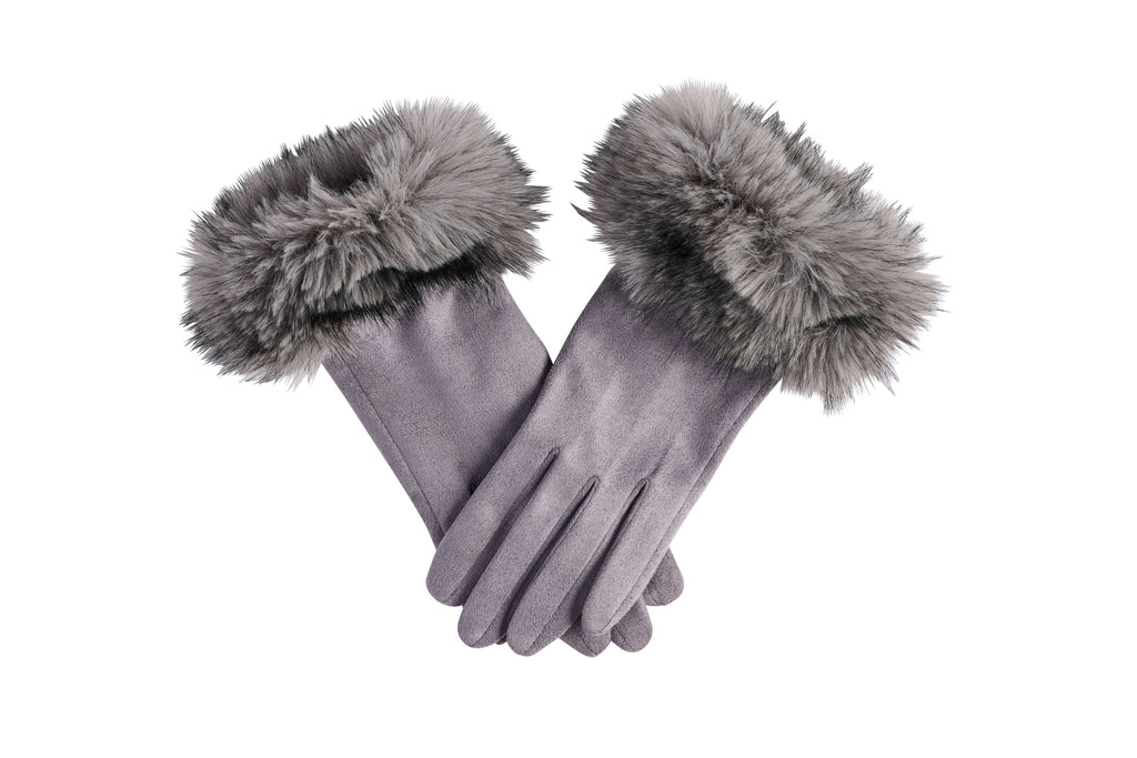 Fur Cuff Ultra Suede Gloves, 3 Assorted