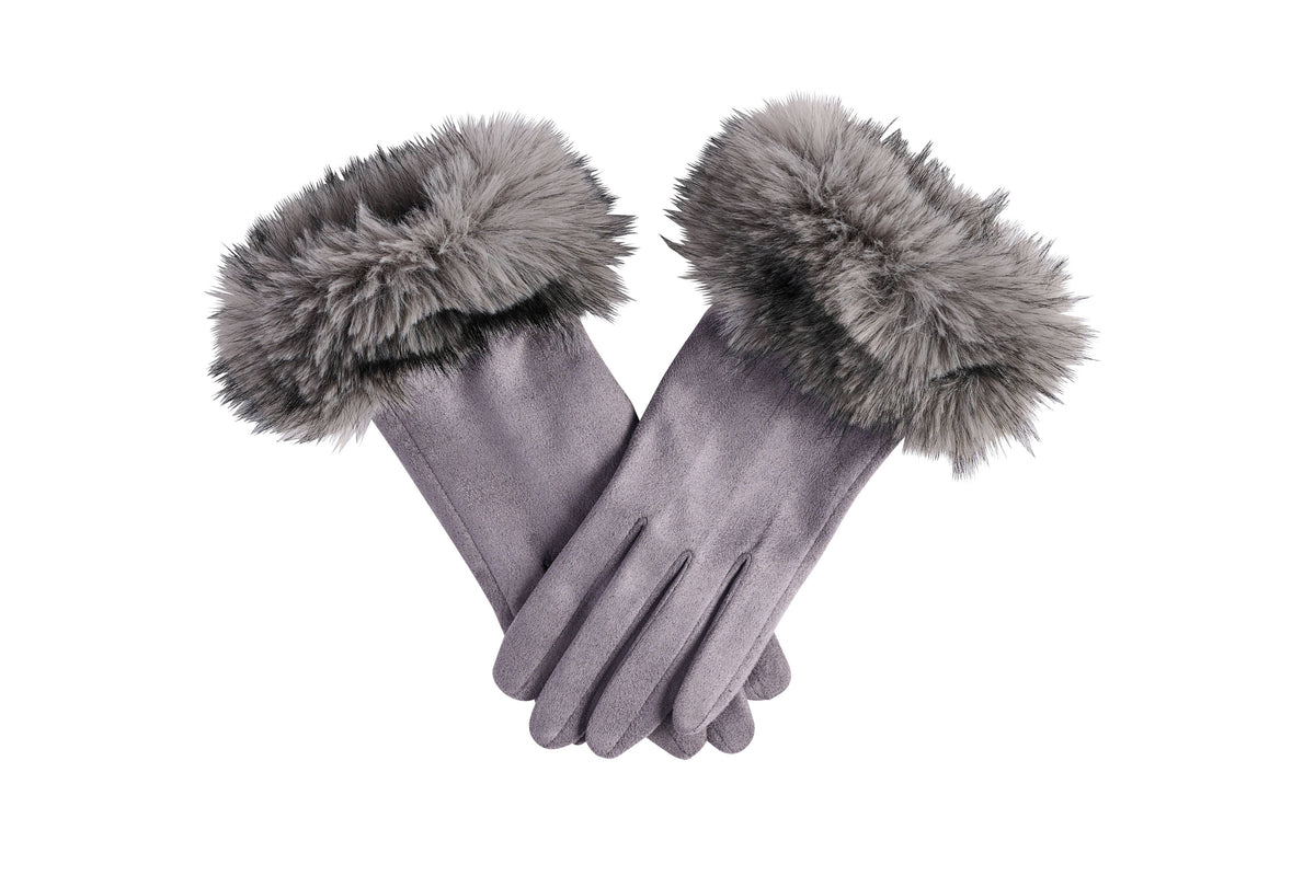 Fur Cuff Ultra Suede Gloves, 3 Assorted