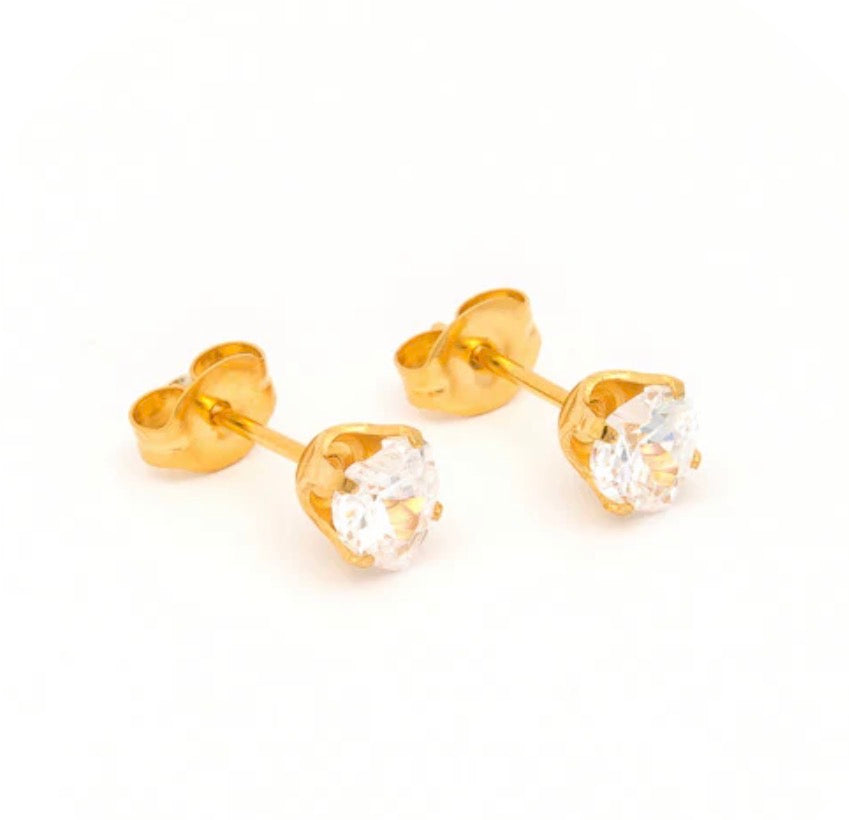 5x5mm CZ Heart Stud G/P (Sensitive Ear)