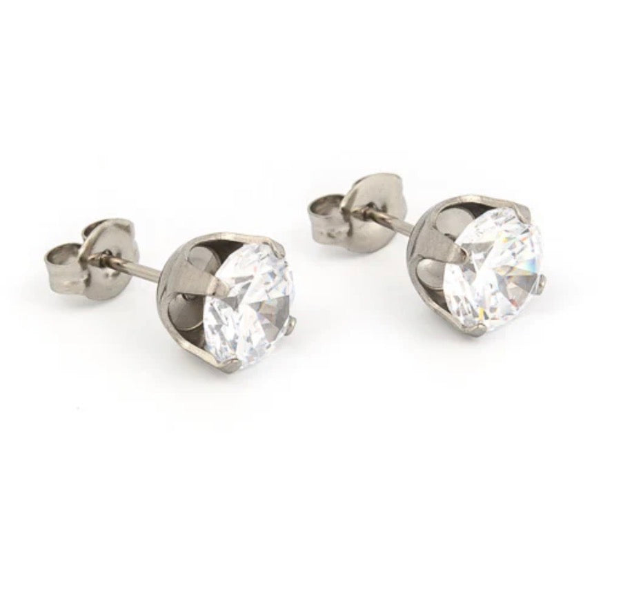 7mm CZ Stud S/S (Sensitive Ear)