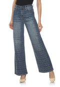 High Rise Rhinestone Wide Leg Jeans - Vintage Wash
