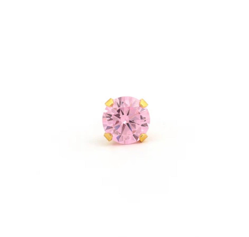 6mm Pink CZ Stud G/P (Sensitive Ear)