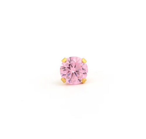 6mm Pink CZ Stud G/P (Sensitive Ear)