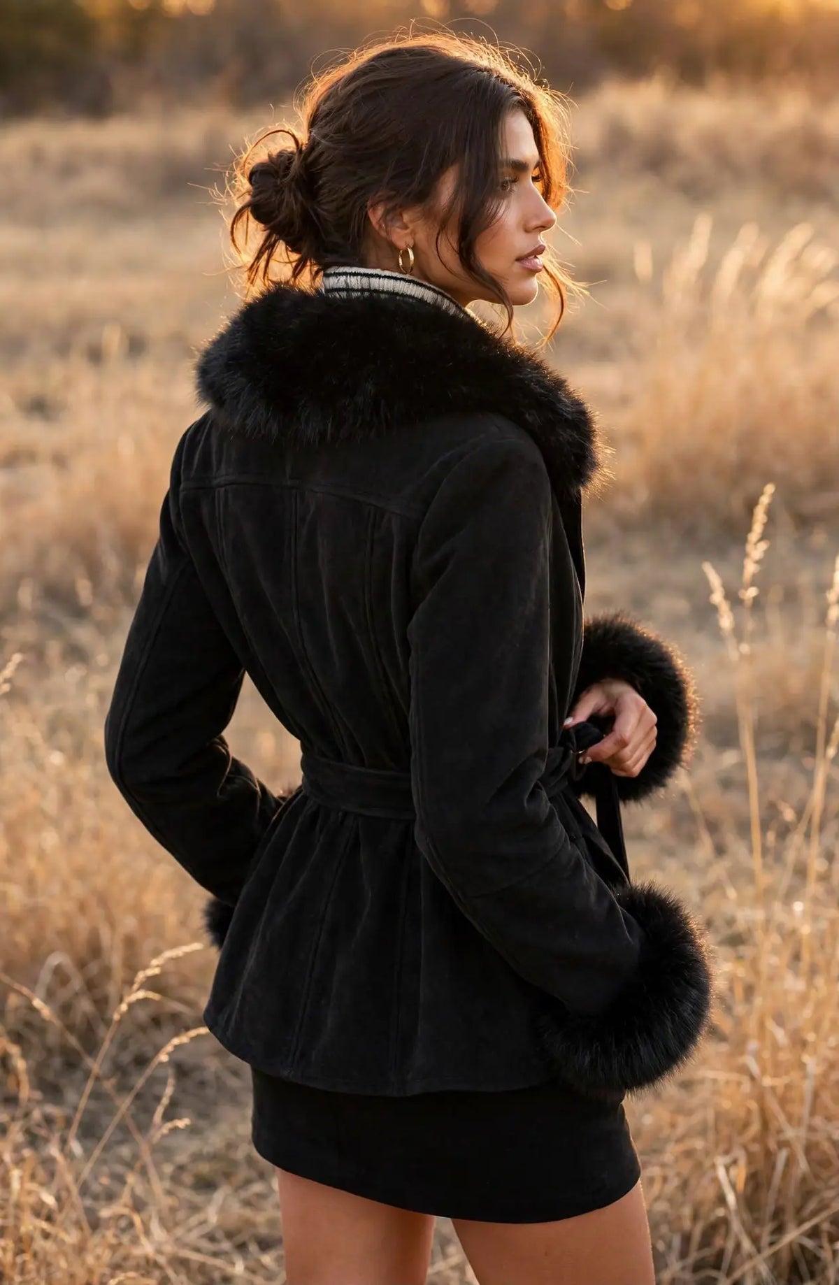 CLASC0010: Women's Tailored Faux Fur Collar Coat