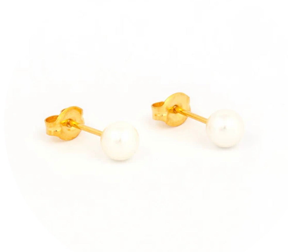 5mm White Pearl Stud G/P (Sensitive Ear)