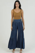 Smocked WAIST TIERED WIDE LEG PANT