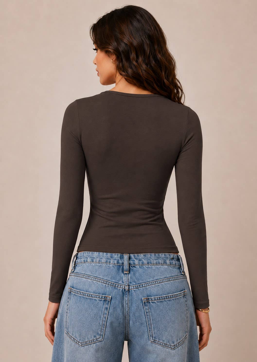 SWEETHEART NECK W/RUCHED LONG SLEEVE TOP