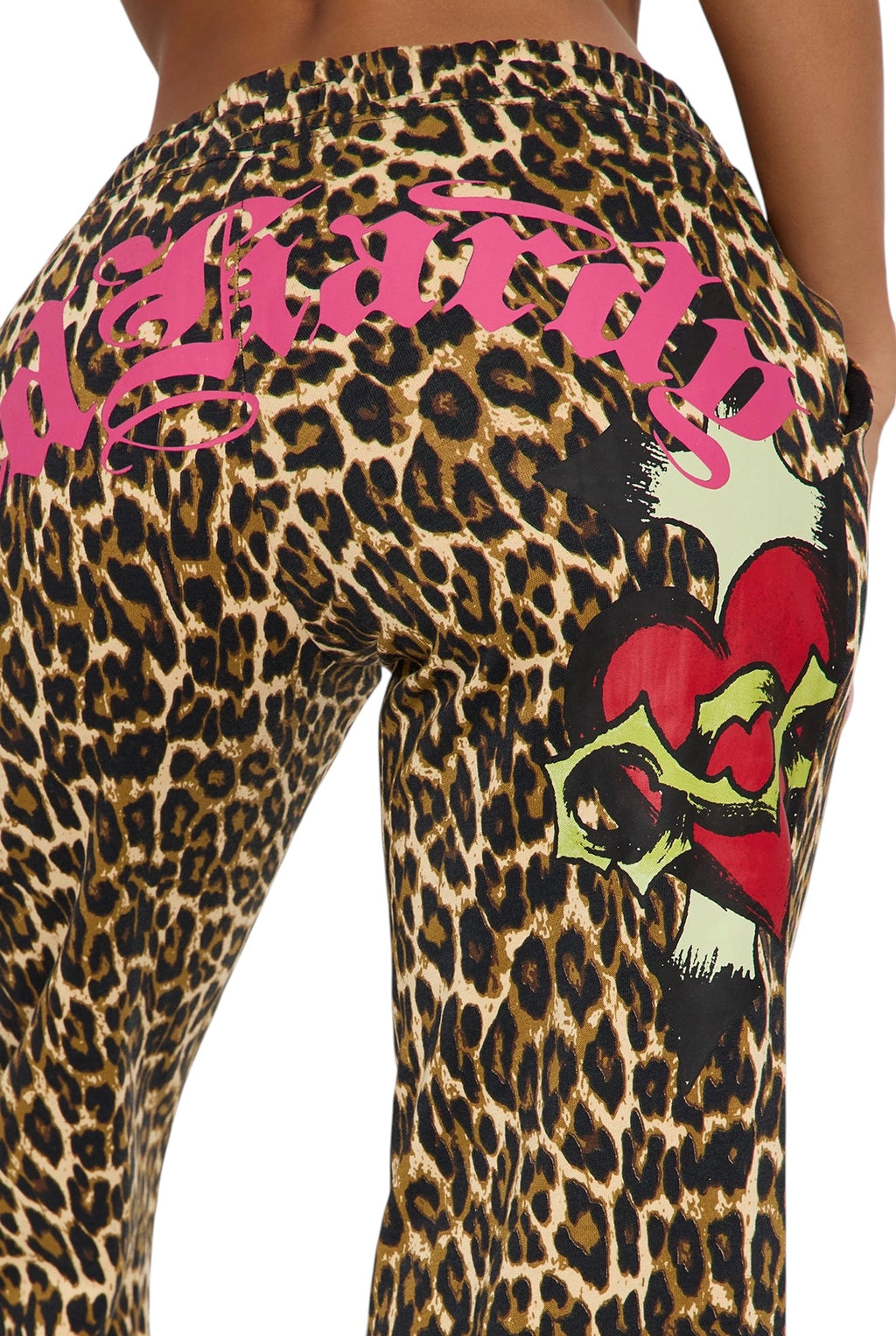 Ed Hardy Sacred Heart Leopard Wide Leg Pant
