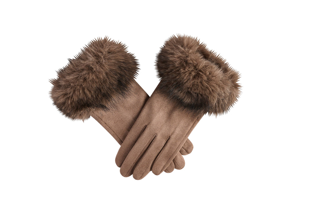 Fur Cuff Ultra Suede Gloves, 3 Assorted
