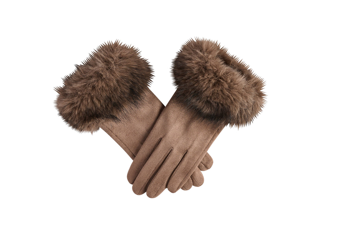 Fur Cuff Ultra Suede Gloves, 3 Assorted