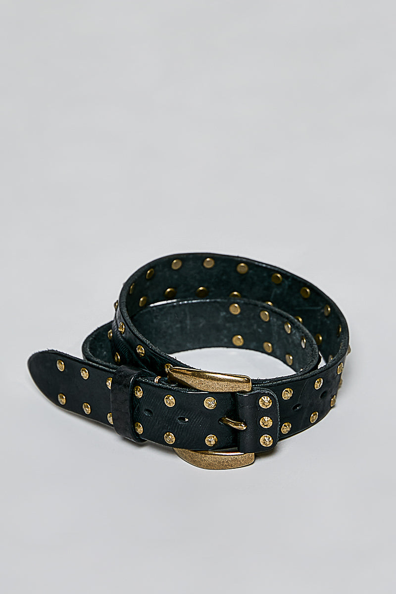 POL Black Genuine Leather Studded Belt