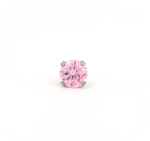 6mm Pink CZ Stud S/S (Sensitive Ear)