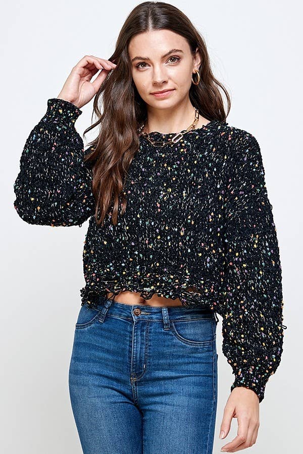 PLUS CHENILLE POPCORN SPECKLES DISTRESSED CROP SWE