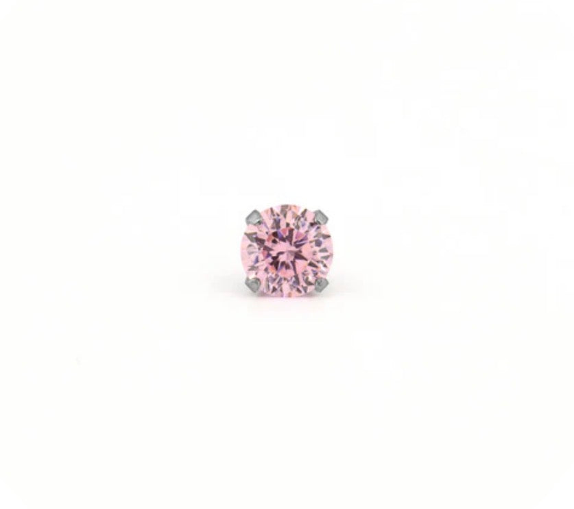 5mm Pink CZ Stud S/S (Sensitive Ear)