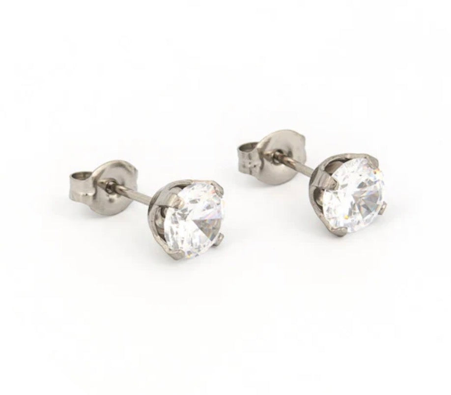 6mm CZ Stud S/S (Sensitive Ear)