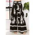 PLUS CHIC FASHIONABLE SUMMER PRINTED WOVEN SELF BELTED WIDE