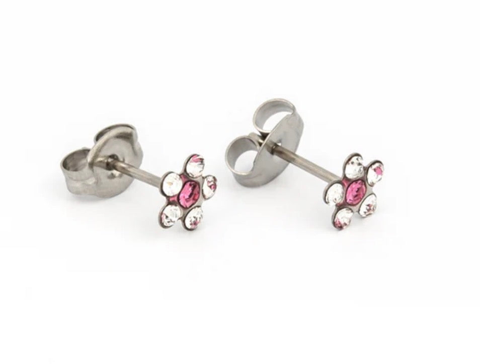 April Crystal October Rose Stud S/S (Sensitive Ear)