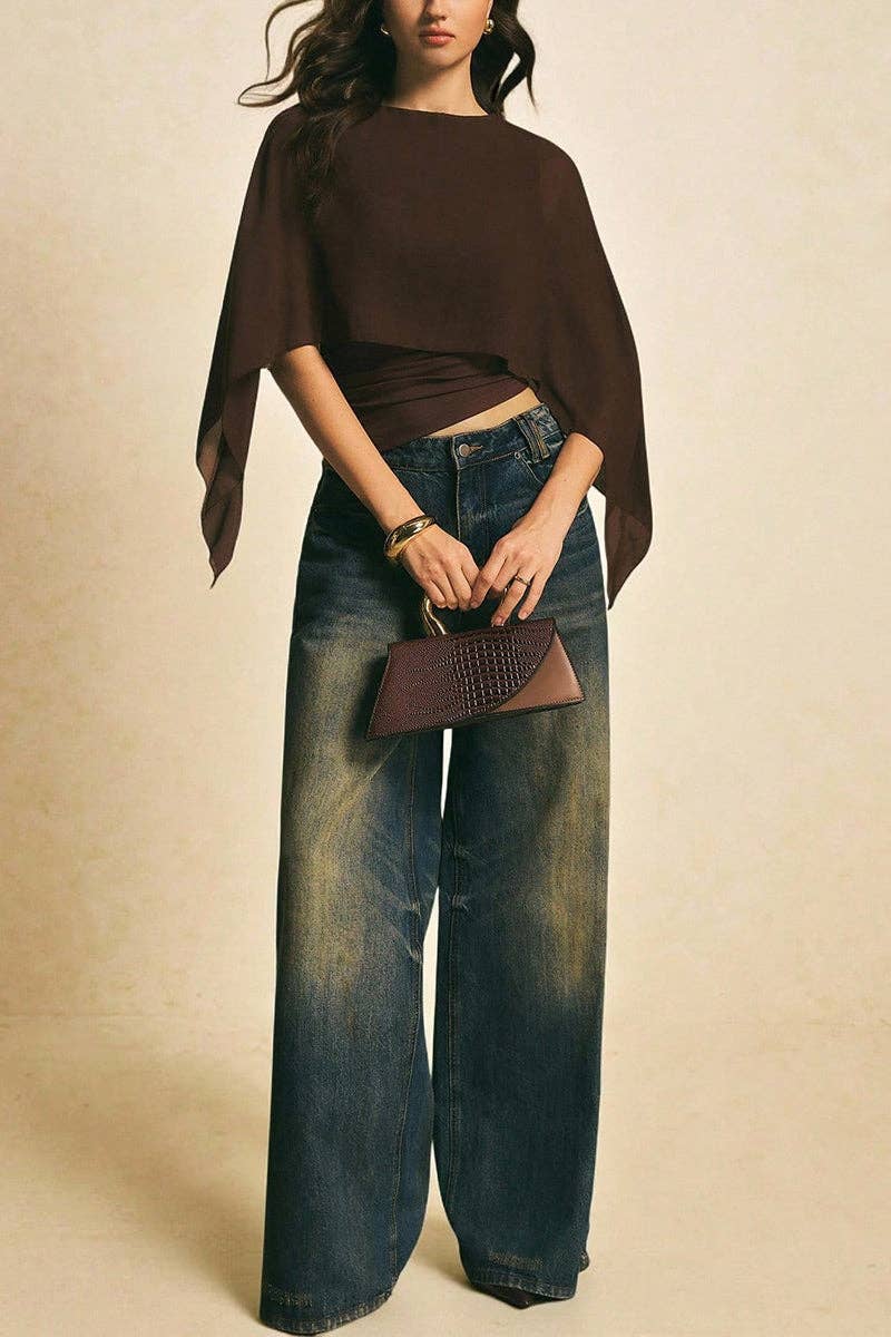 Elegant Cape Sleeve Top