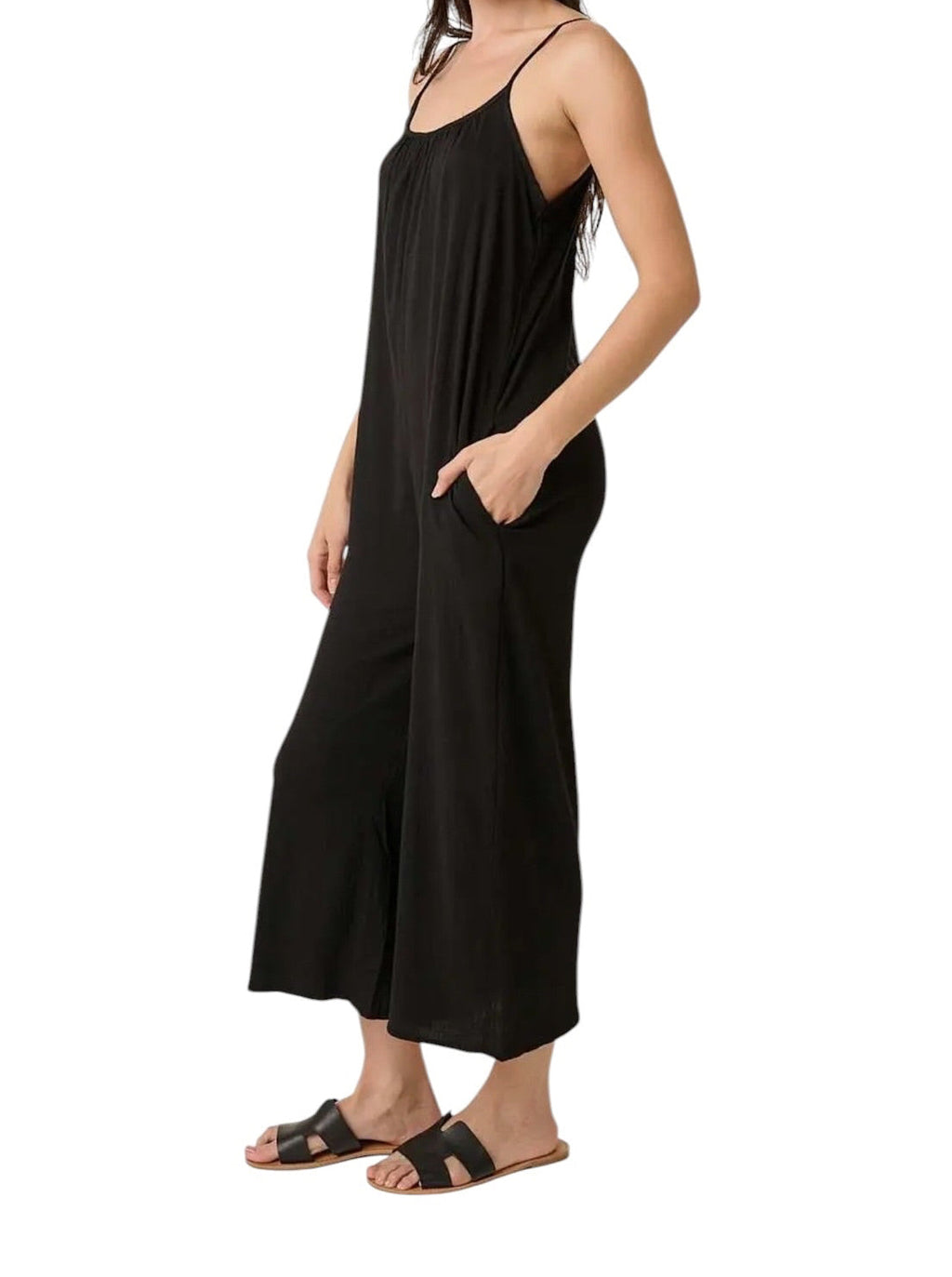 Effortless Flow Wide Leg Jumpsuit - Black (Plus)