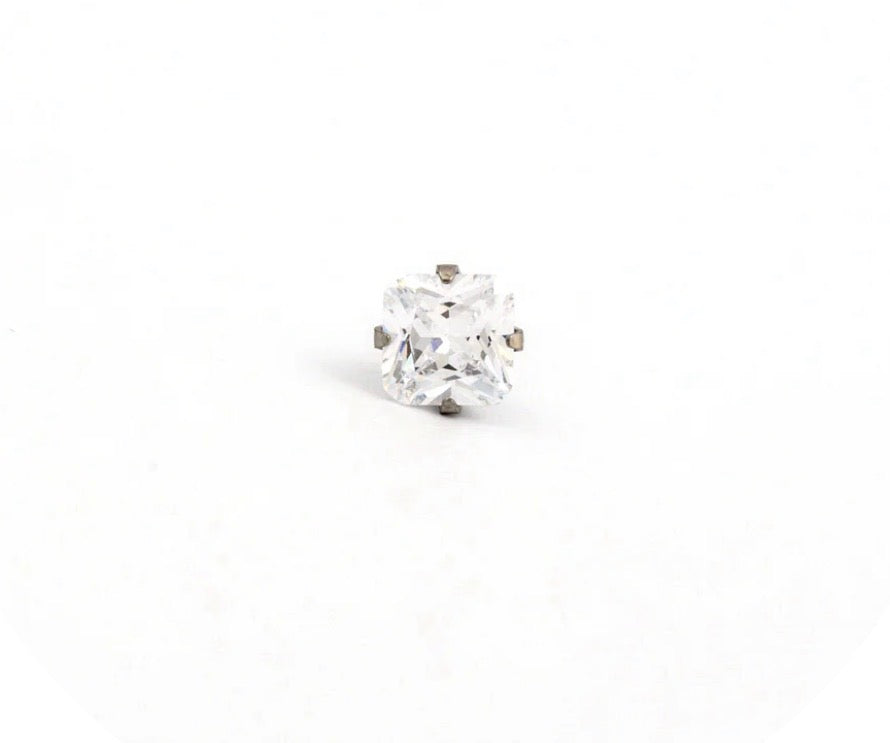 5x5mm CZ Princess Cut Stud S/S (Sensitive Ear)
