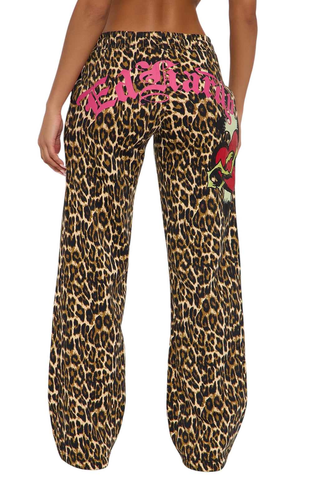 Ed Hardy Sacred Heart Leopard Wide Leg Pant