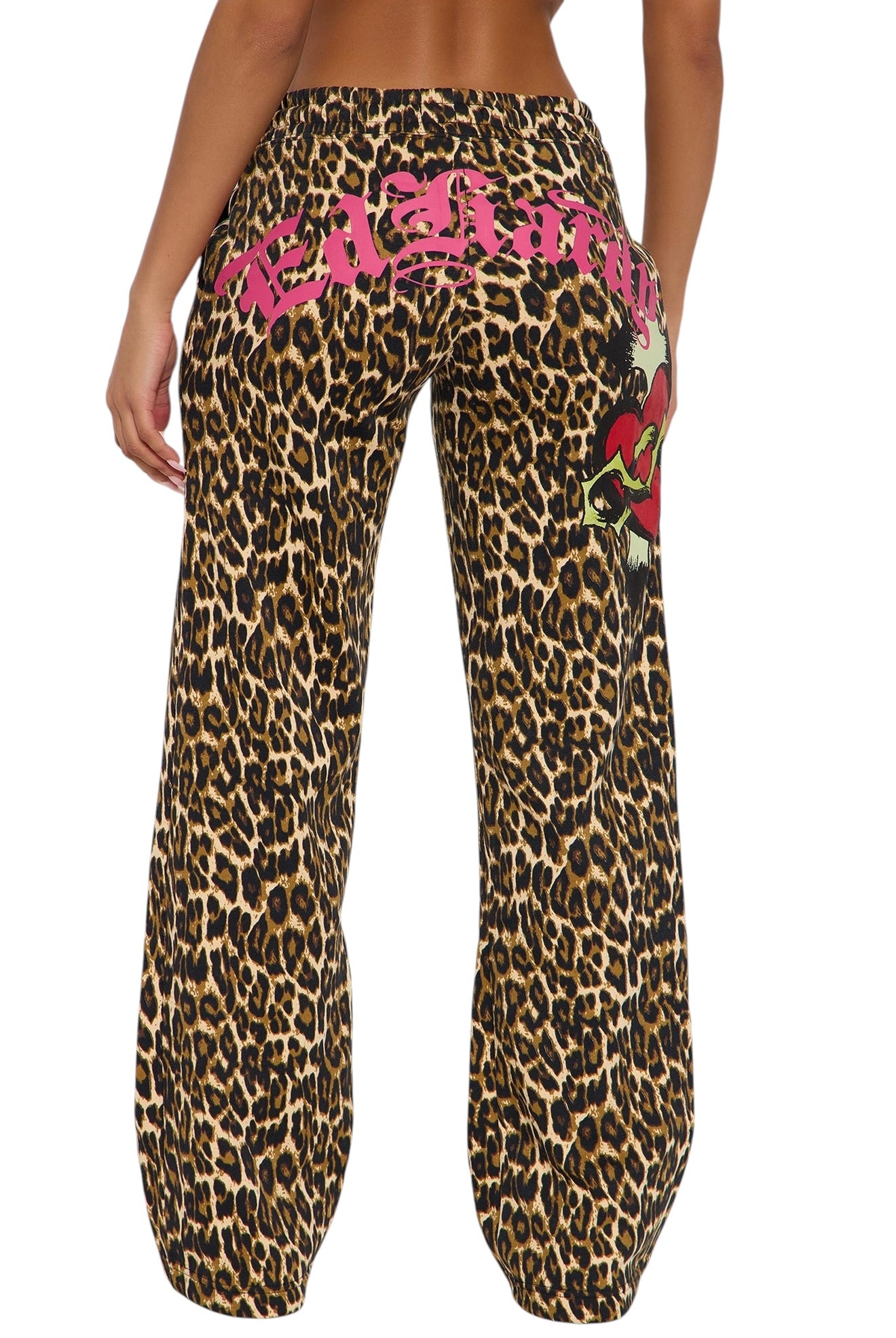 Ed Hardy Sacred Heart Leopard Wide Leg Pant