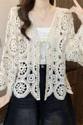 Crochet Open-Front Cardigan
