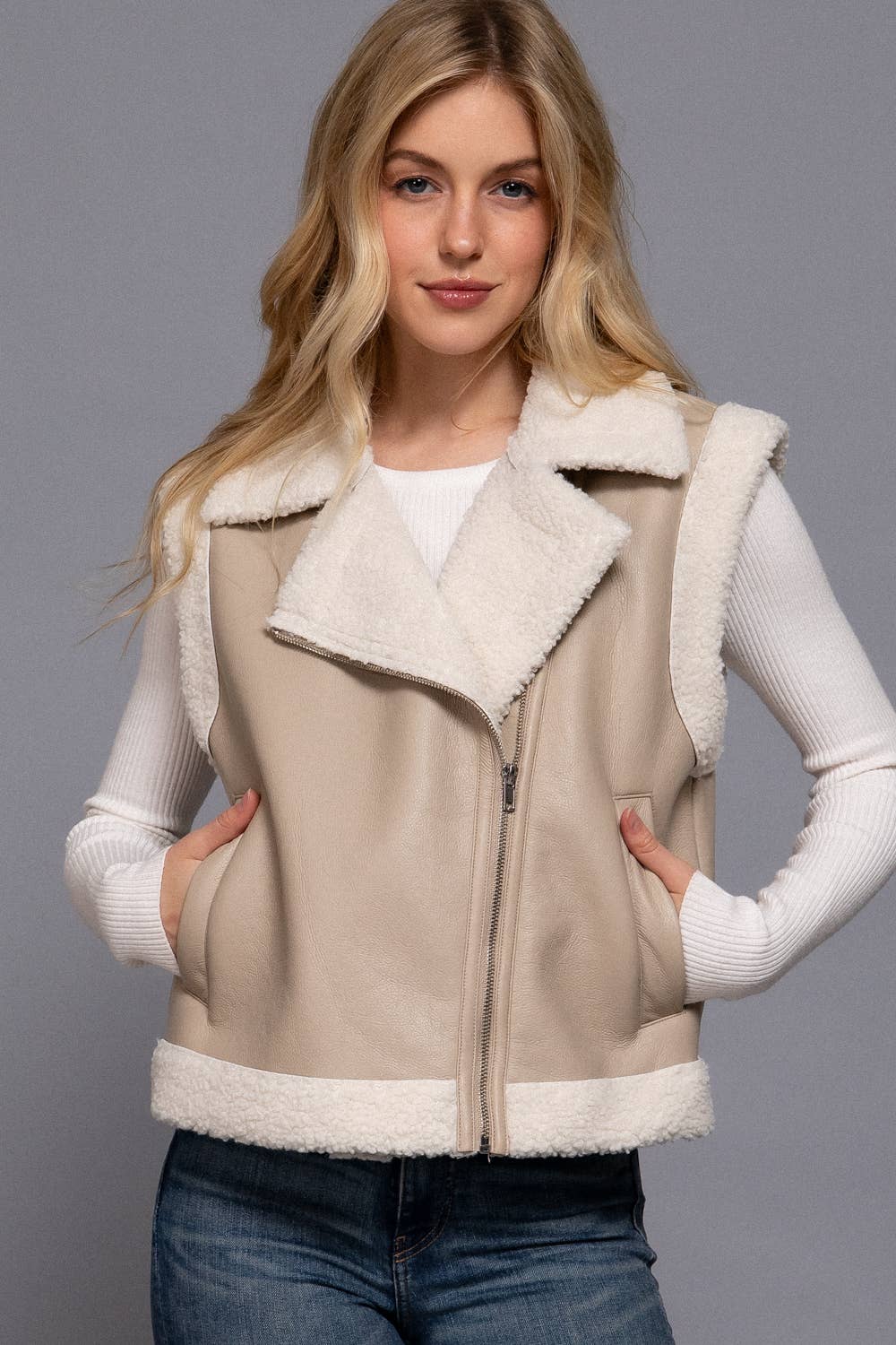 Faux Leather Inner Fur Vest