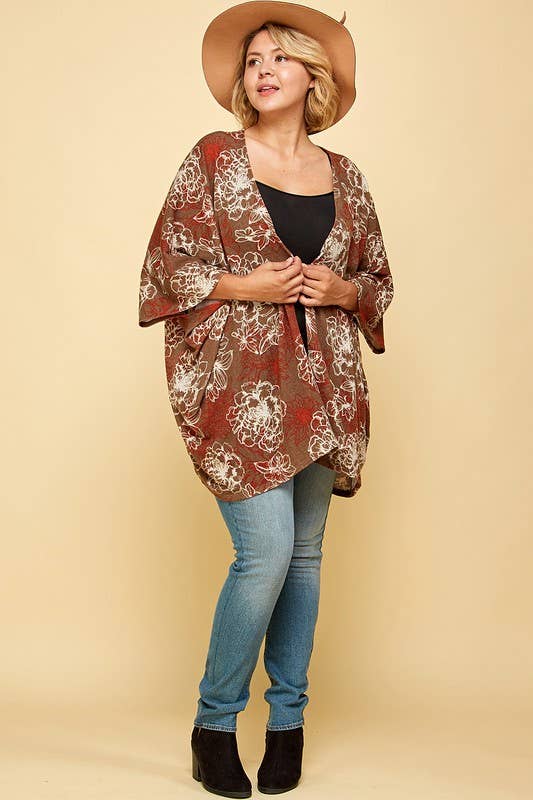 Floral One Size Knit Cardigan