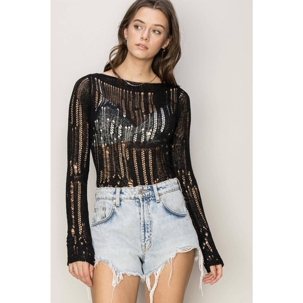 Light Weight Open Stitch Knit Top