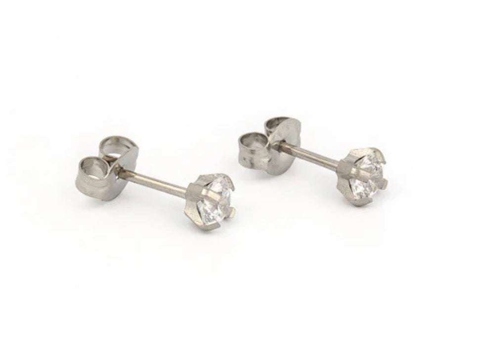 4mm CZ Stud S/S (Sensitive Ear)
