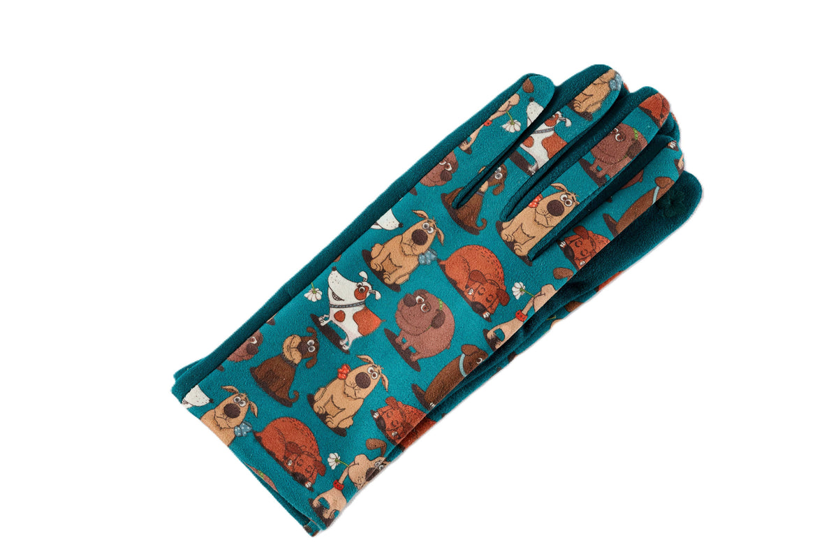 Dog Pattern Fleece Lined Gloves