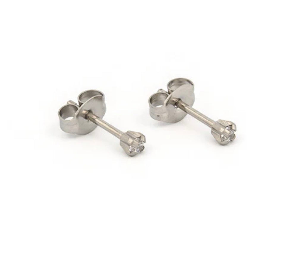 2mm CZ Stud S/S (Sensitive Ear)