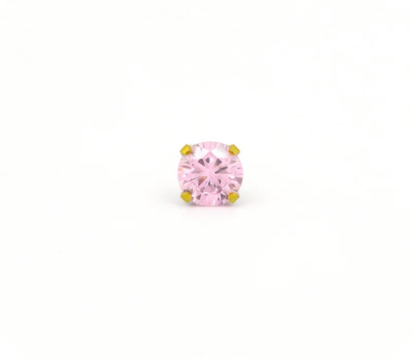 5mm Pink CZ Stud G/P (Sensitive Ear)