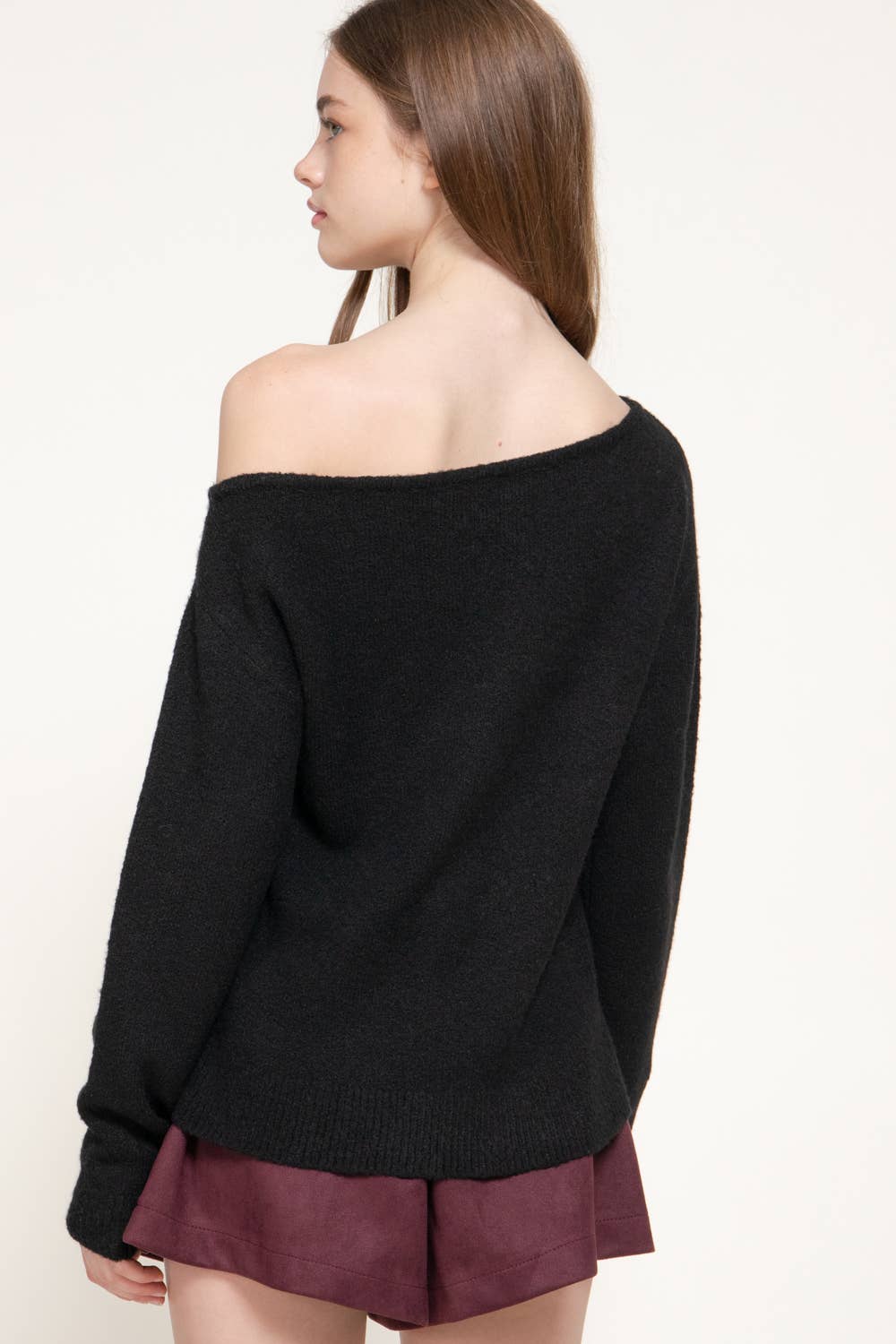 Long Sleeve Asymmetrical Neckline Sweater