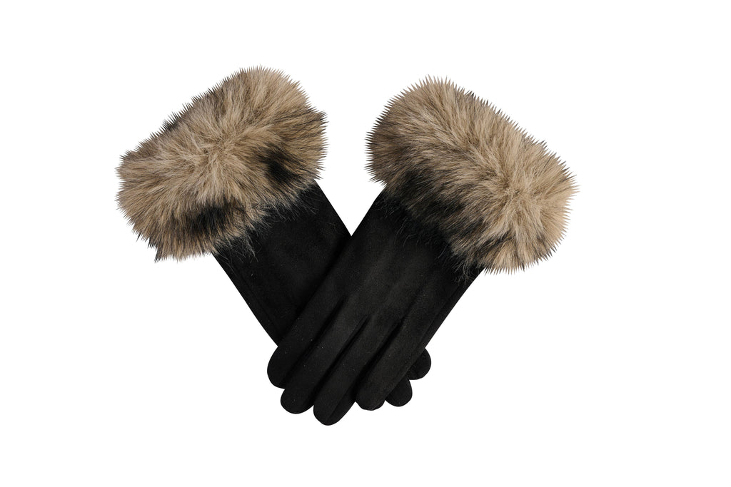 Fur Cuff Ultra Suede Gloves, 3 Assorted