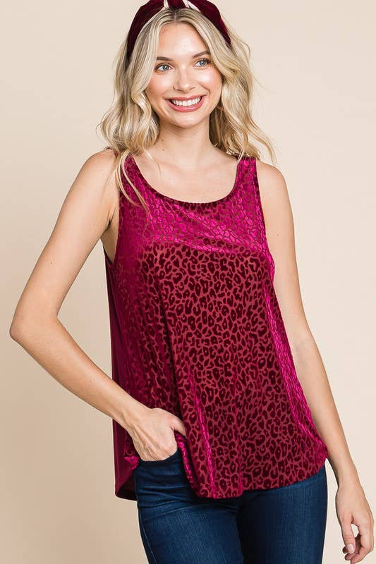Plus Size Animal Print Velvet Mesh Fashion Top