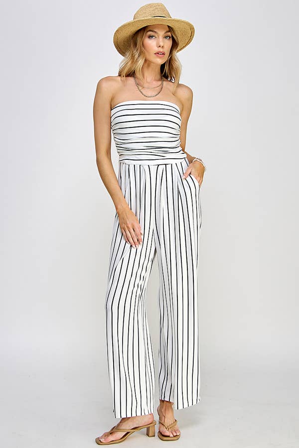 TUBE TOP W/SHIRRING PALAZZO ROMPER