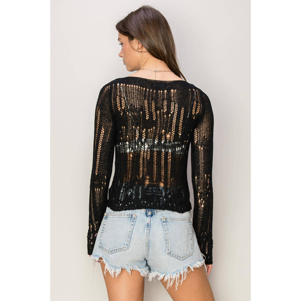 Light Weight Open Stitch Knit Top