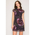 Printed Mesh High Neck A-Line Mini dress