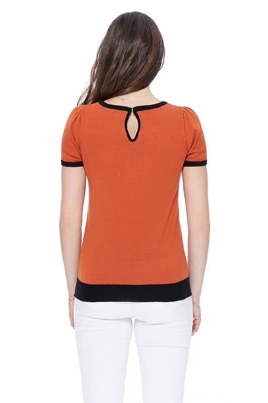 Short Sleeve Crewneck Cat Print Casual T-Shirt Sweater