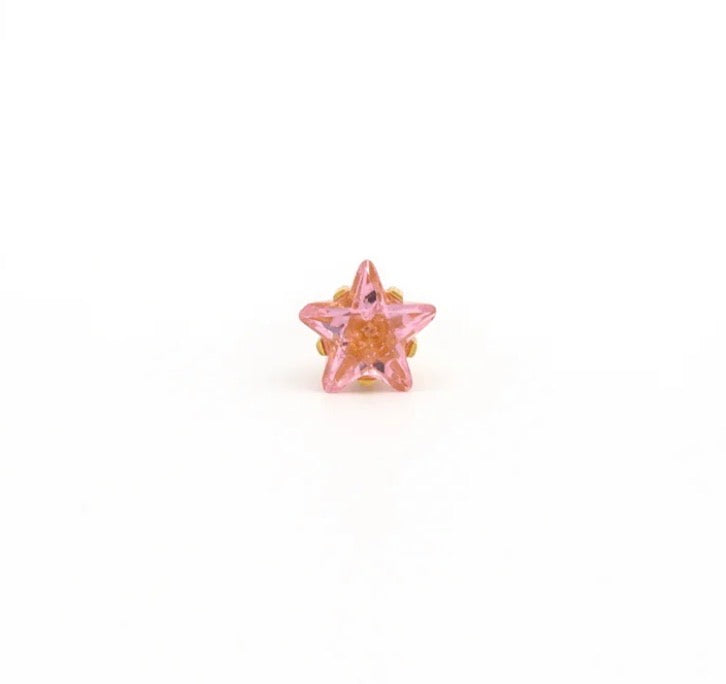 5mm Pink CZ Star Stud G/P (Sensitive Ear)