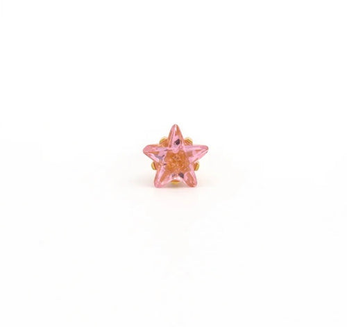 5mm Pink CZ Star Stud G/P (Sensitive Ear)