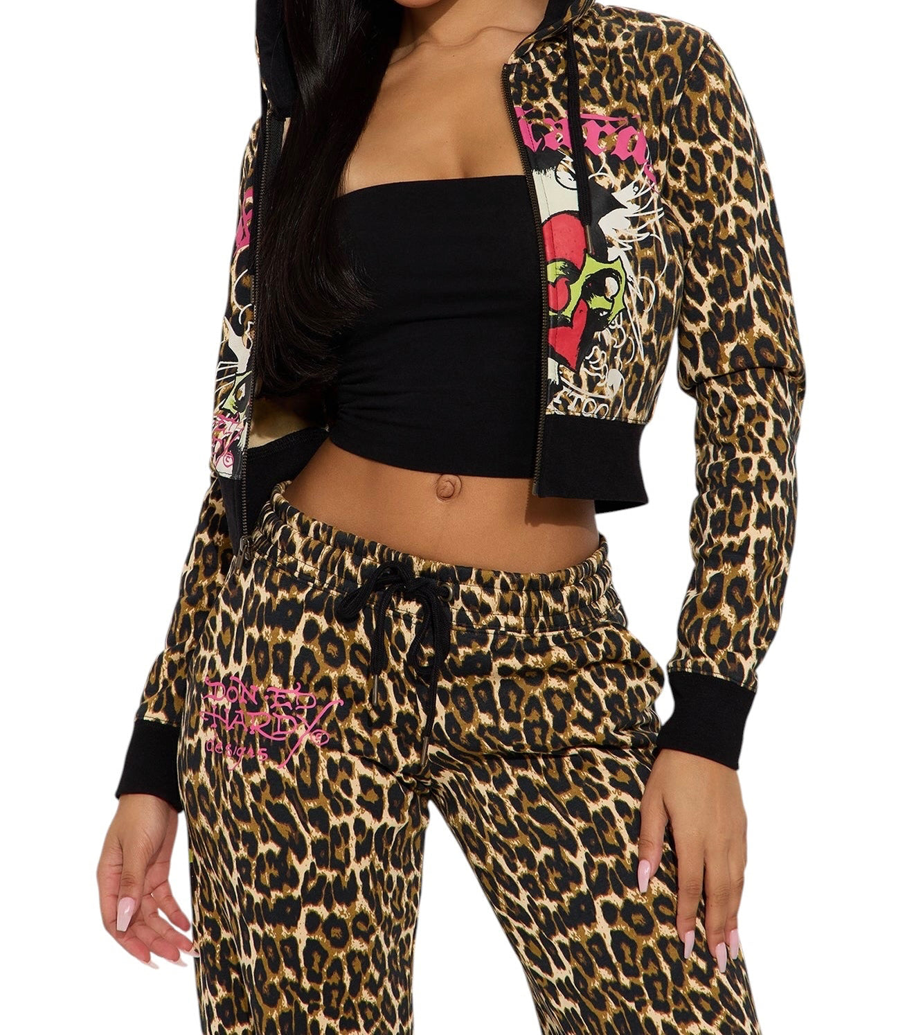 Ed Hardy Sacred Heart Leopard Zip-Up Hoodie