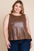 Plus Size Sparkly Sequin Sleeveless Fashion Top