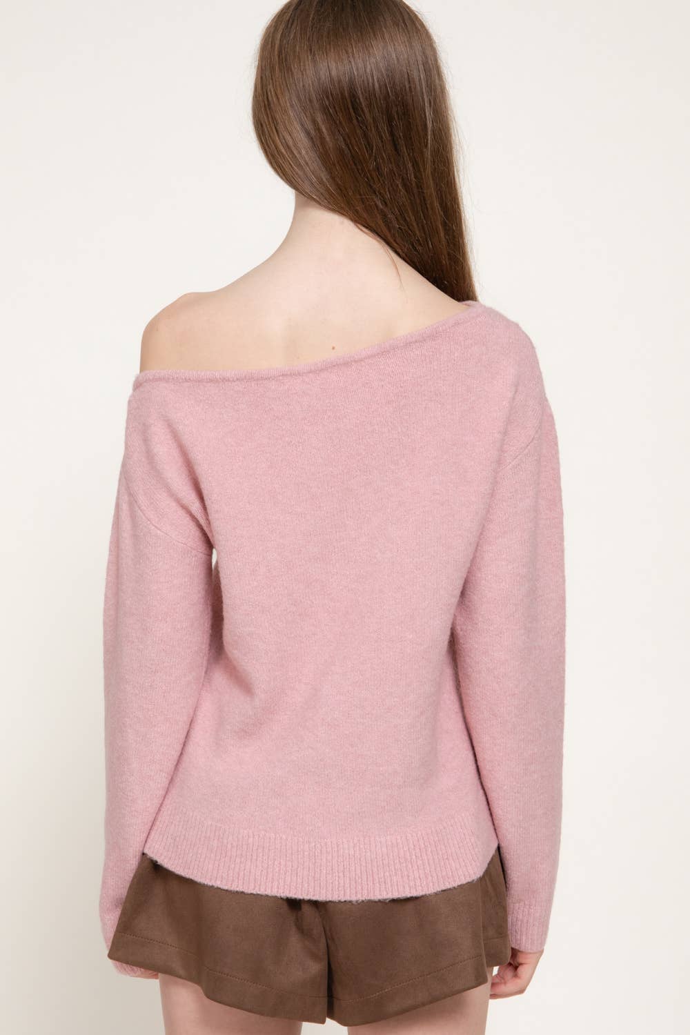Long Sleeve Asymmetrical Neckline Sweater