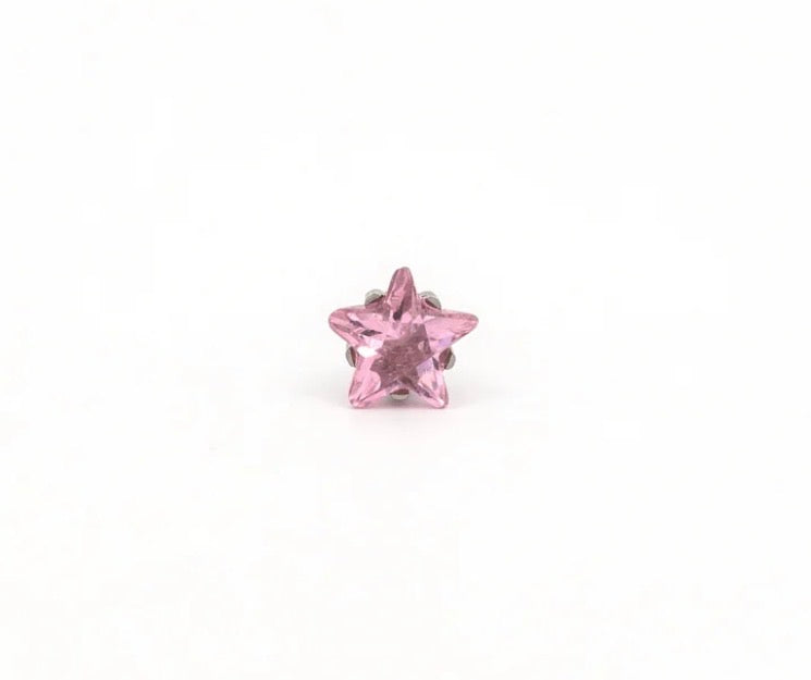 5mm Pink CZ Star Stud S/S (Sensitive Ear)