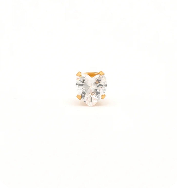 5x5mm CZ Heart Stud G/P (Sensitive Ear)