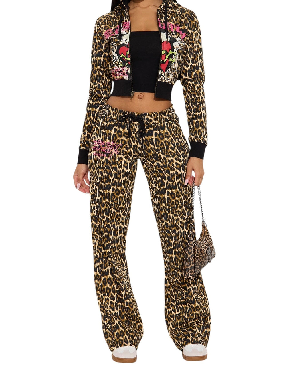 Ed Hardy Sacred Heart Leopard Zip-Up Hoodie